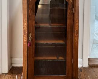Antique English Music Cabinet with Inlay & Brass Rail. Photo 1 of 6.