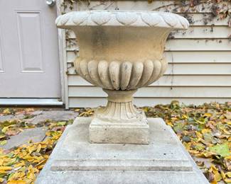 Concrete Pedestal and Base. Pedestal Measures 20" H x 22" D; Base Measures 25" x 25" x 9" H.