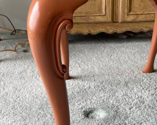 Set of 6 Baker Furniture Queen Anne Mahogany Dining Chairs Custom Lacquered In Farrow & Ball Bamboozle with Needlepoint Seats - 2 Arm and 4 Side Chairs. Each Measures 23" W with 19" Seat Height. Photo 6 of 6.