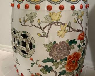 Pair of Vintage Chinese Porcelain Chinoiserie Garden Stools. Measures 18" H. Photo 1 of 2.