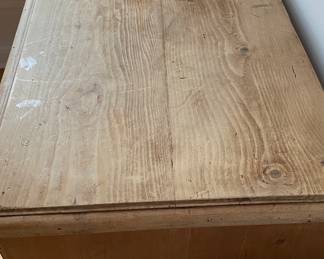 Vintage Pine Sourced Pine Three Drawer Chest of Drawers with Brass Pulls. Measures 57" W x 25" D x 35.5" H. Photo 3 of 4.