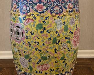 Antique Chinese Famille Jaune Porcelain Garden Stool. Photo 1 of 2.