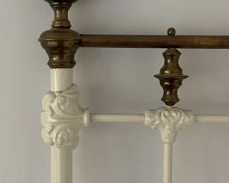 Corsican Iron Twin Head Board with Brass Finials. Measures 38" W x 63" H. Photo 2 of 2.