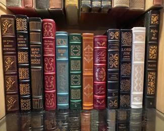 Leather Bound, Hardback Books Including: Brave New Word by Aldous Huxley, The Poems of John Duane, Madame Bovary by Flaubert, Walden by Henry David Throeau.