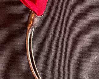 Tiffany Elsa Peretti Rose Brooch Sterling Silver with Red Silk. Photo 1 of 2.