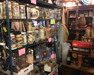 Collectors beer mugs and German stiens