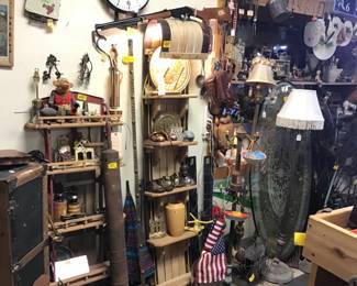 Hand crafted lighted sled and toboggan shelving