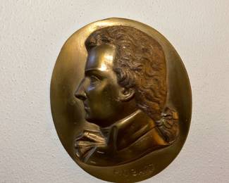 Bronze Tone Plaque of Mozart Profile