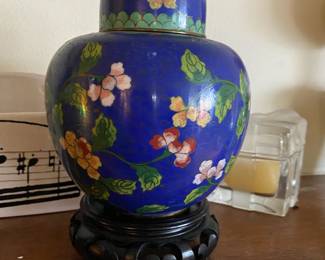 Blue Cloisonné Chinese Ginger Jar