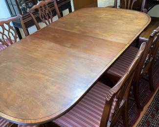 Oval Dining Table with 6 Chippendale Dining Chairs