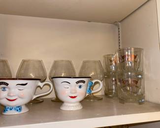  1996 Bailey's Boy and Girl Irish Cream Tea Cups, Set of 4 Chivas Regal 12 Year Scotch Gold Logo Glass