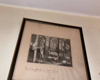 19th Century Etching Print "The Fellow Prentices at their Looms"