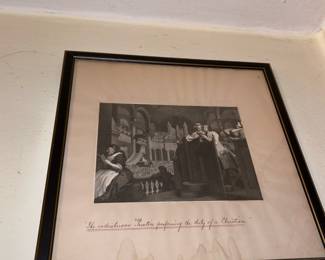 19th Century Etching Print - The Industries "Practice Performing the Duty of a Christian"