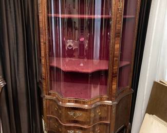 French Style Burl Wood Vitrine