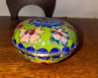 Hand Painted Cloisonne Enamel Trinket Box 