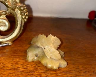 Carved Soapstone Leaf Figurine