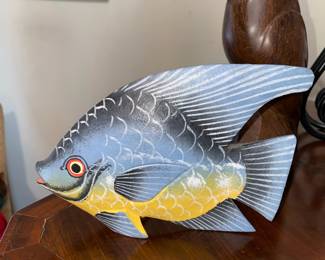 Wood Carved/Hand Painted Fish Sculpture
