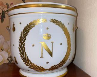 French Porcelain Cache-Pot with Monogram N