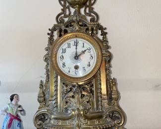 Ornate Brass French Style Mantle Clock