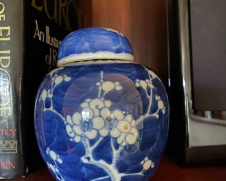 White & Blue Prunus Blossom Ginger Jar