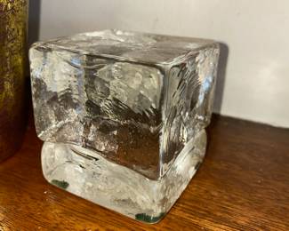 Glass Ice Cube Paper Weight