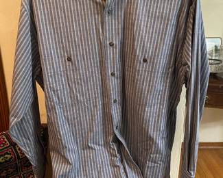 Yves Saint Laurent Blue/White Striped Button Up Long Sleeve