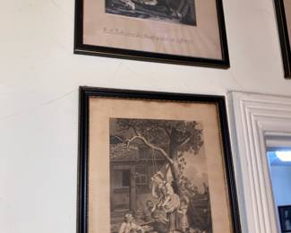 19th Century Etching Print "The Idle 'Prentice Returned From Sea", Print "The Happy Mother" by Sigmund Freudenberger