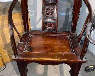 Chinese Carved Hardwood Armchair