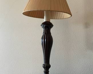 Ornate Brown Table Lamp with Light Brown Shade