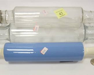 ANTIQUE GLASS AND PORCELAIN ROLLING PINS