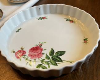 Christineholm 9.5" White Porcelain Rose Quiche Tart Pie Pan Baking Dish- $7