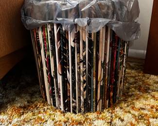 mid century modern rolled paper magazine wastebasket - $15