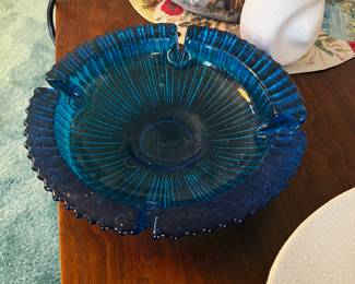 Blenko sunburst cobalt blue mid-century modern Ashtray- $30