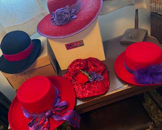 Women's red and purple hats, $5- $40