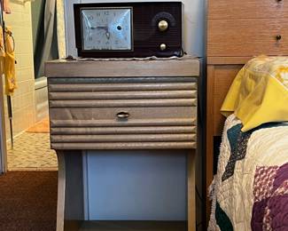 Radio table $40, Antique radio $20