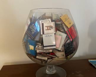 Vintage large brandy sniffer with vintage matches-$10