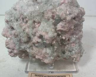 Quartz on Rhodochrosite, Fluorite with Chalcopyrite - Sunnyside Mine