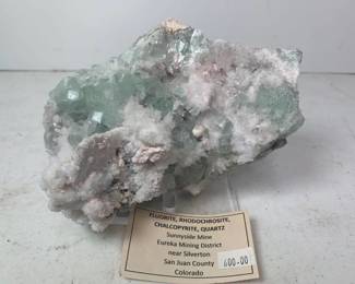 Fluorite, Rhodochrosite, Chalcopyrite, Quartz - Sunnyside Mine