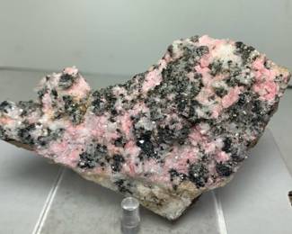 Sphalerite, Chalcopyrite, Quartz on Rhodochrosite - Daniel Bonanza Mine Colo.