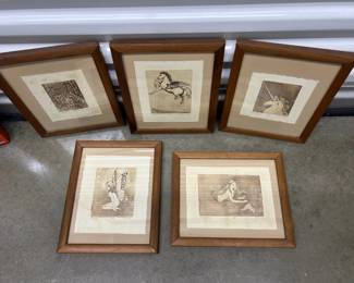FTH235- (5) Framed Block Print Art
