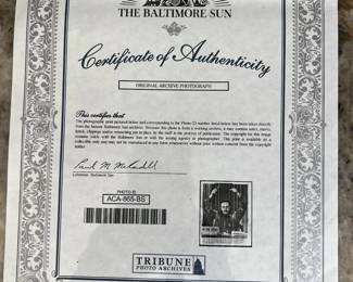 FTH539- Black & White Photo With Certificate Of Fidel Castro