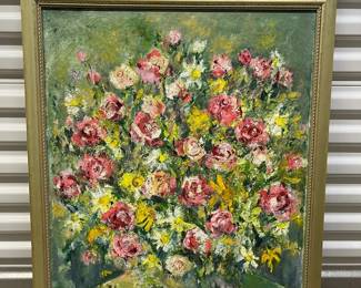FTH283 Framed Original Painting Of Flower Arrangement 