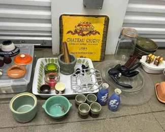 FTH074 Pyrex, Art Pottery Bowls, Stone Mortar & Pestle & More!
