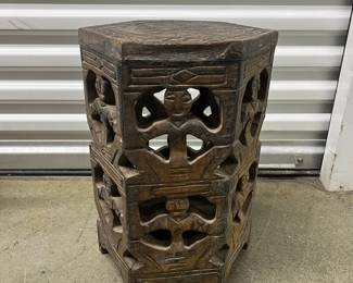 FTH478- Carved Ornate Wooden Stool