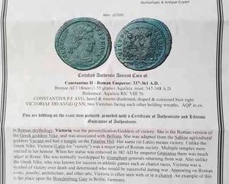 FTH399 - Ancient Coin - Constantius II Certifed Authentic w/COA