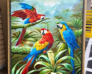 FTH374- Large Parrot Painting On Canvas