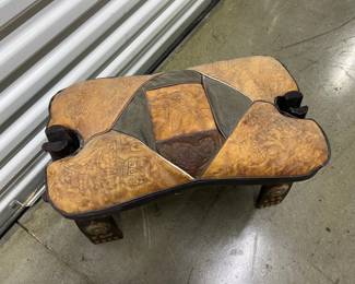 FTH104- Vintage Peruvian Leather Egyptian Revival Saddle Stool
