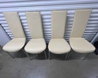 FTH467- (4)Leather Like Ivory Tall Back Dining Chairs