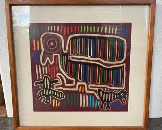 FTH324- Framed Vintage Panama Mola Needle Artwork