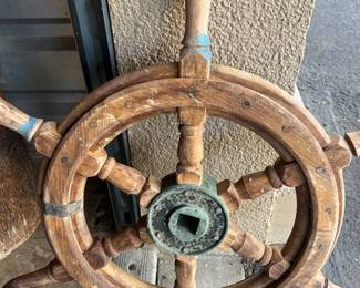 FTH393- Vintage Wooden Ships Wheel